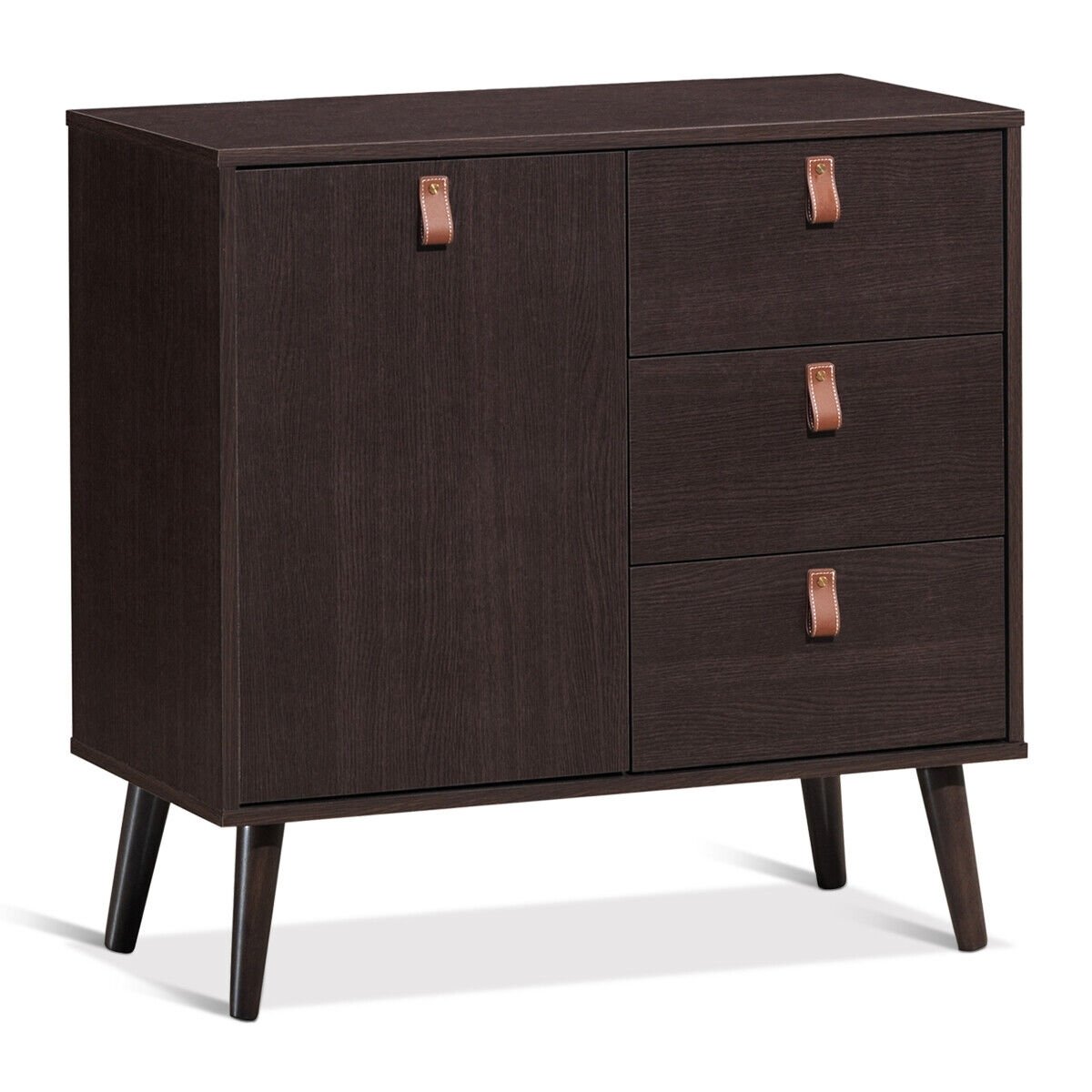 3-Schubladen-Sideboard Vitrine-Braun