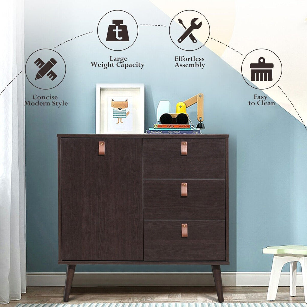 3-Schubladen-Sideboard Vitrine-Braun
