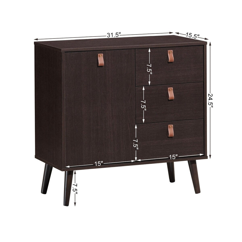 3-Schubladen-Sideboard Vitrine-Braun