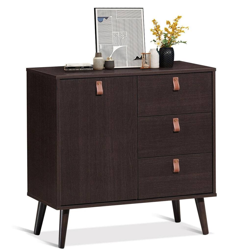 3-Schubladen-Sideboard Vitrine-Braun