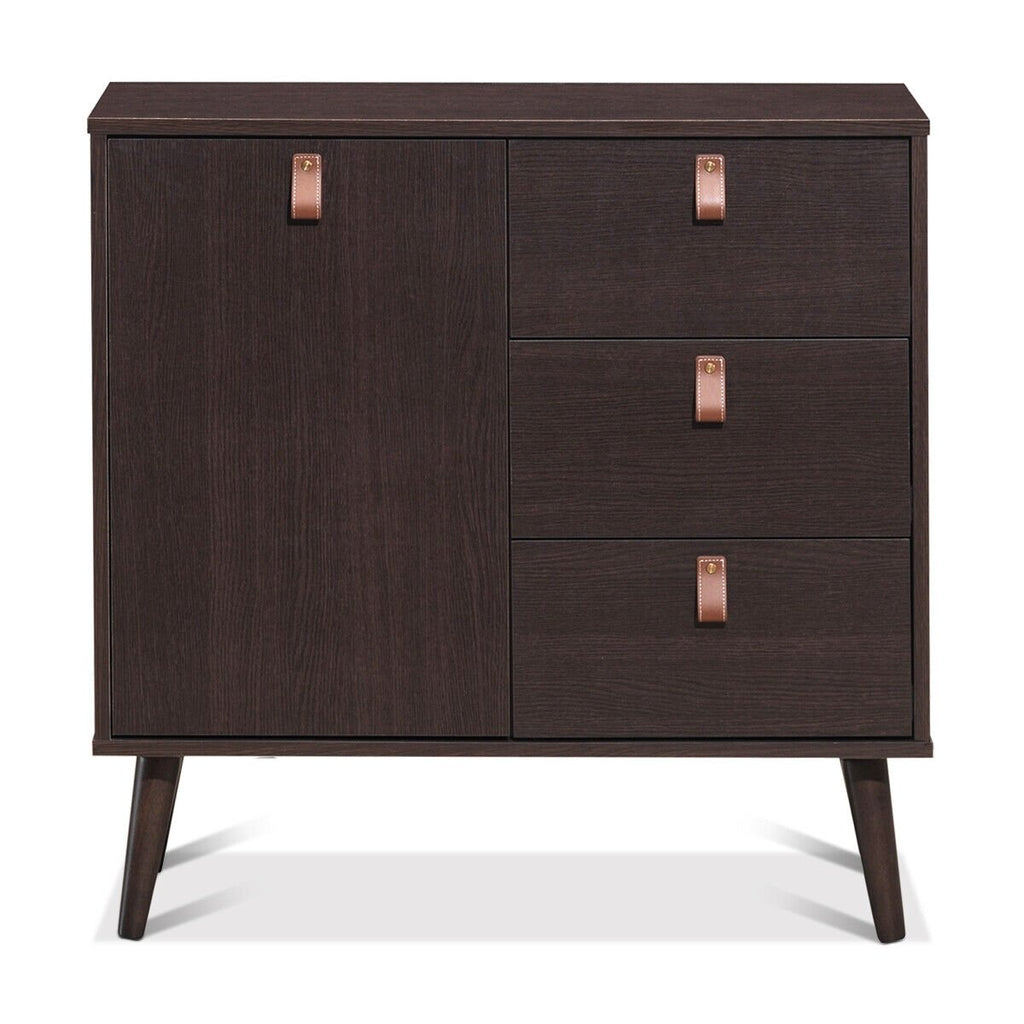 3-Schubladen-Sideboard Vitrine-Braun