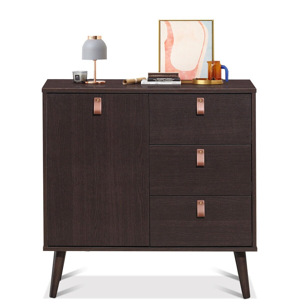 3-Schubladen-Sideboard Vitrine-Braun