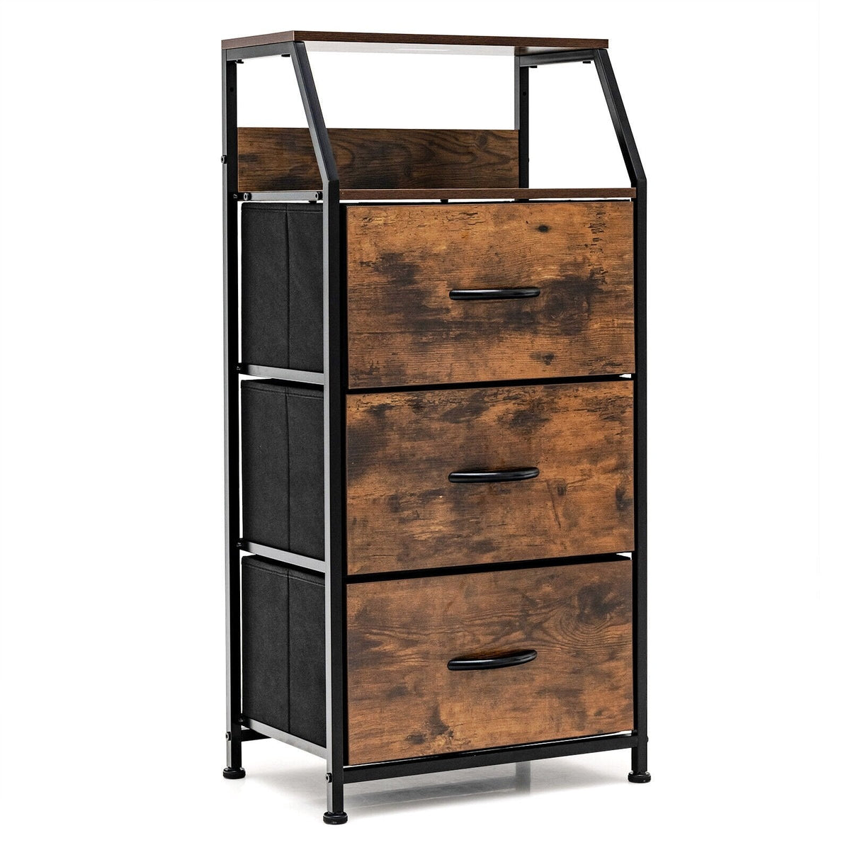 Cómoda independiente con estantes superiores de madera-M