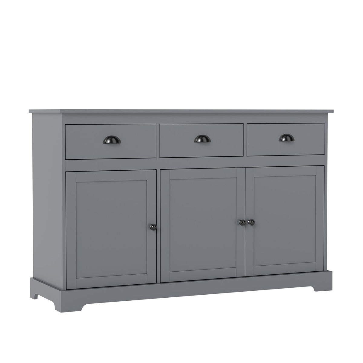Sideboard Buffet mit 3 Schubladen und verstellbaren Einlegeböden – Grau