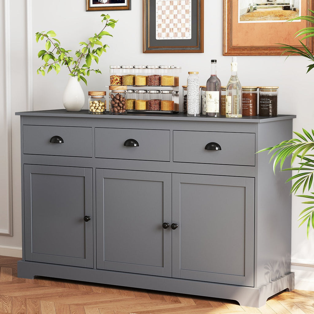 Sideboard Buffet mit 3 Schubladen und verstellbaren Einlegeböden – Grau