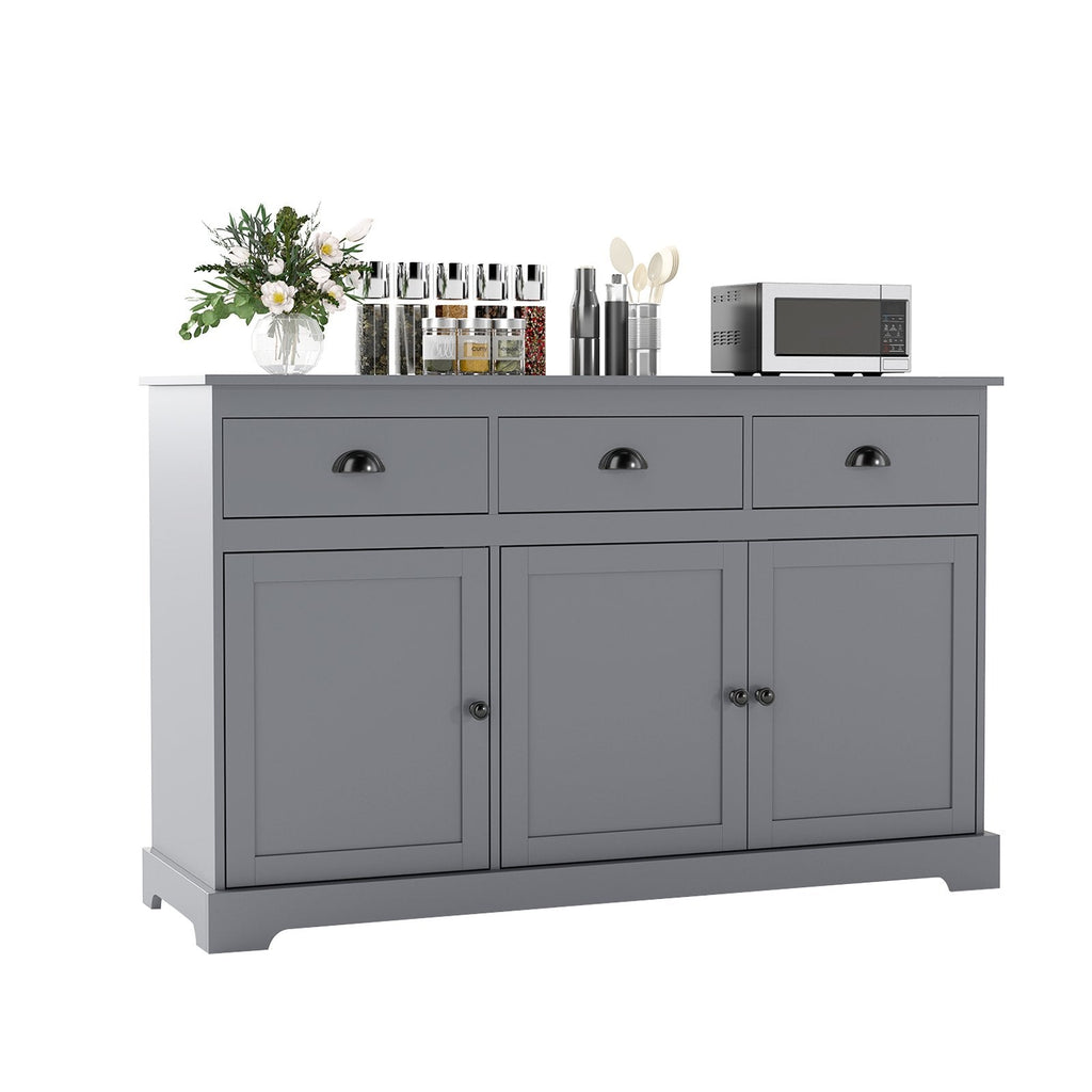Sideboard Buffet mit 3 Schubladen und verstellbaren Einlegeböden – Grau