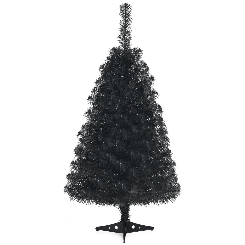 3 FT Schwarzer künstlicher Tischbaum mit 116 Zweigspitzen und Kunststoffständer für Halloween und Weihnachten