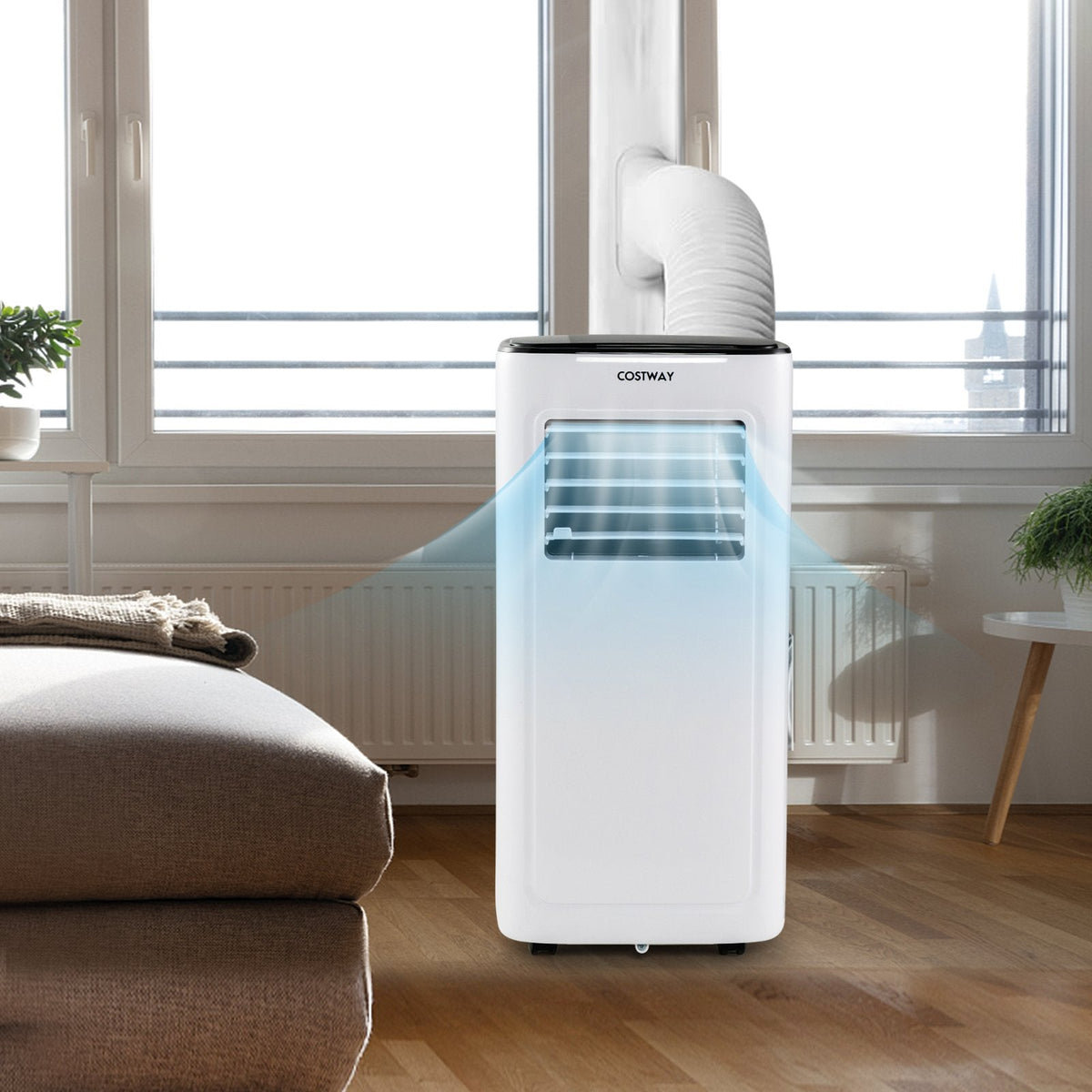 3-in-1 9000 BTU ポータブルエアコン 除湿機 24時間タイマー付き、ホワイト、280平方フィート