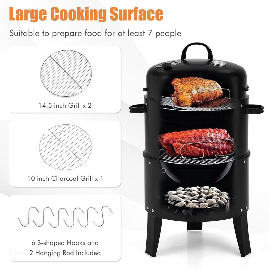 Barbecue au charbon de bois 3-en-1 Cambo avec thermomètre intégré
