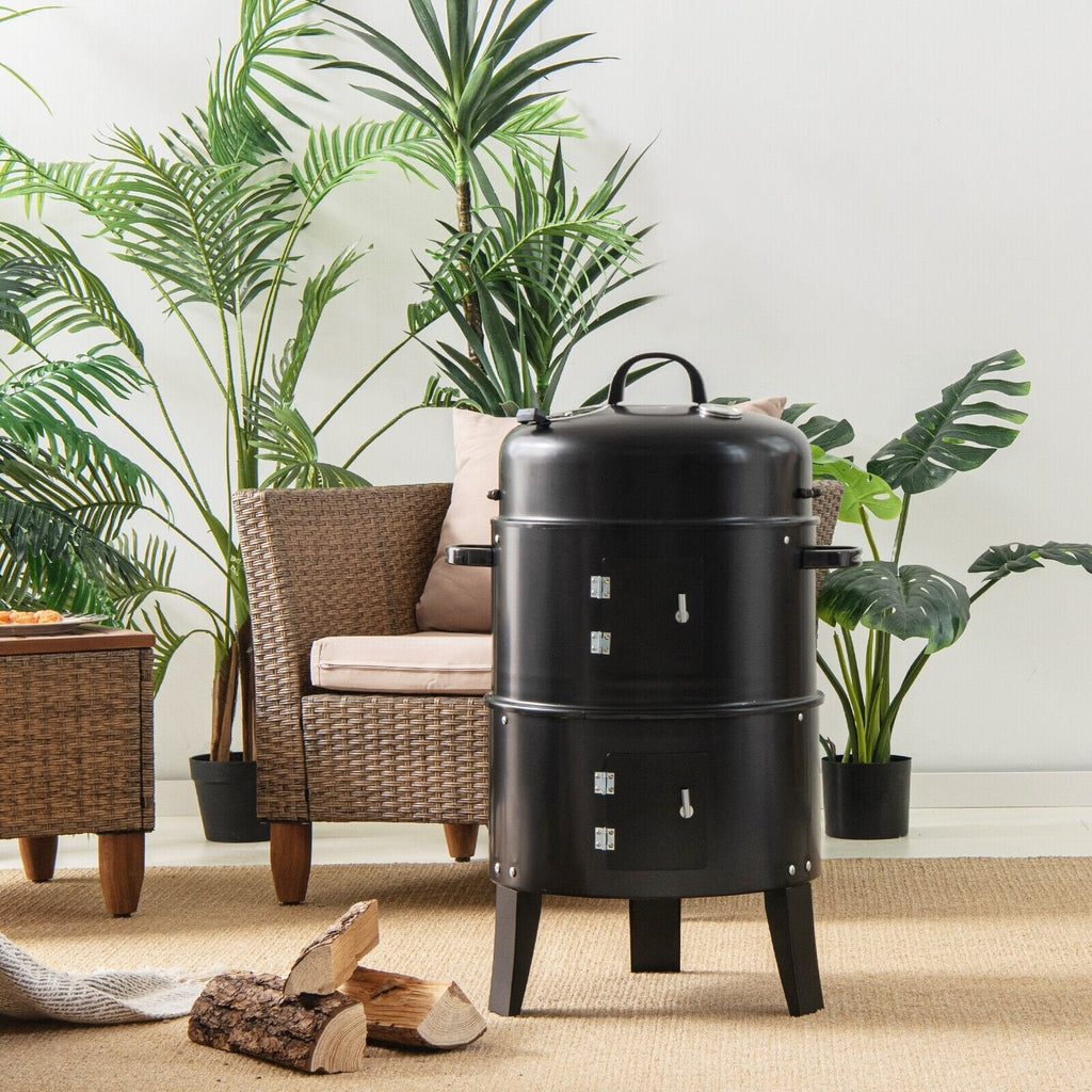 Barbecue au charbon de bois 3-en-1 Cambo avec thermomètre intégré