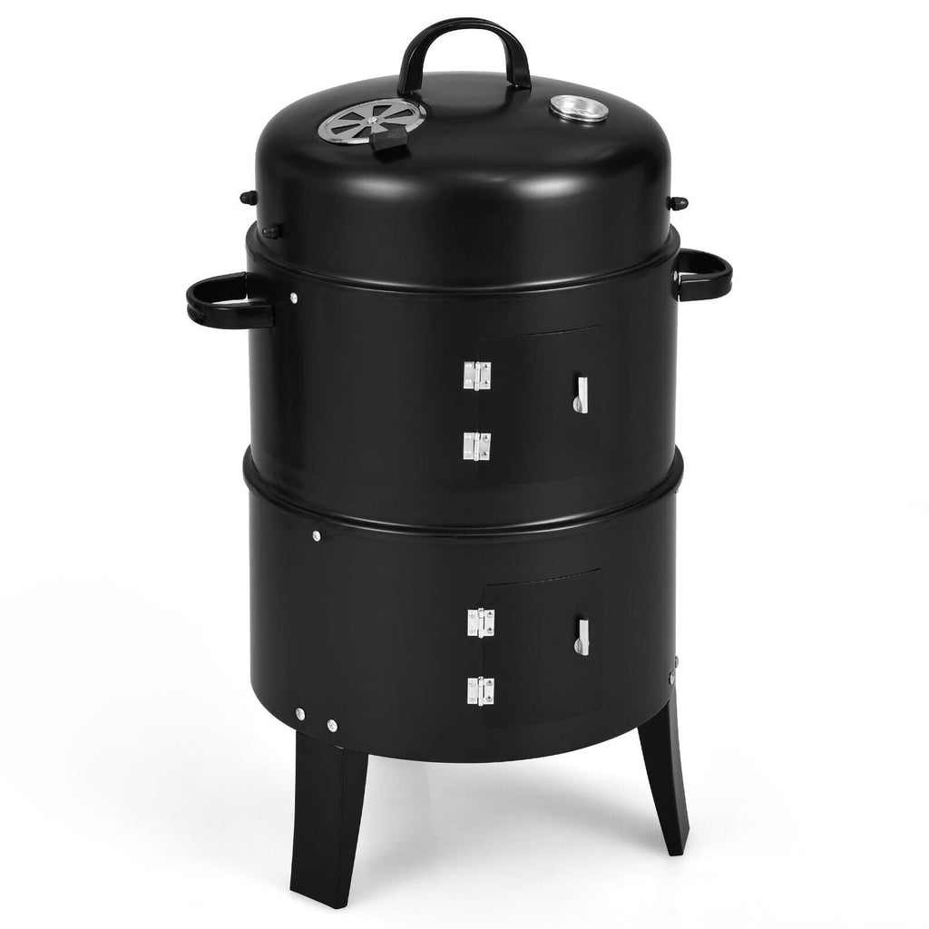 Barbecue au charbon de bois 3-en-1 Cambo avec thermomètre intégré