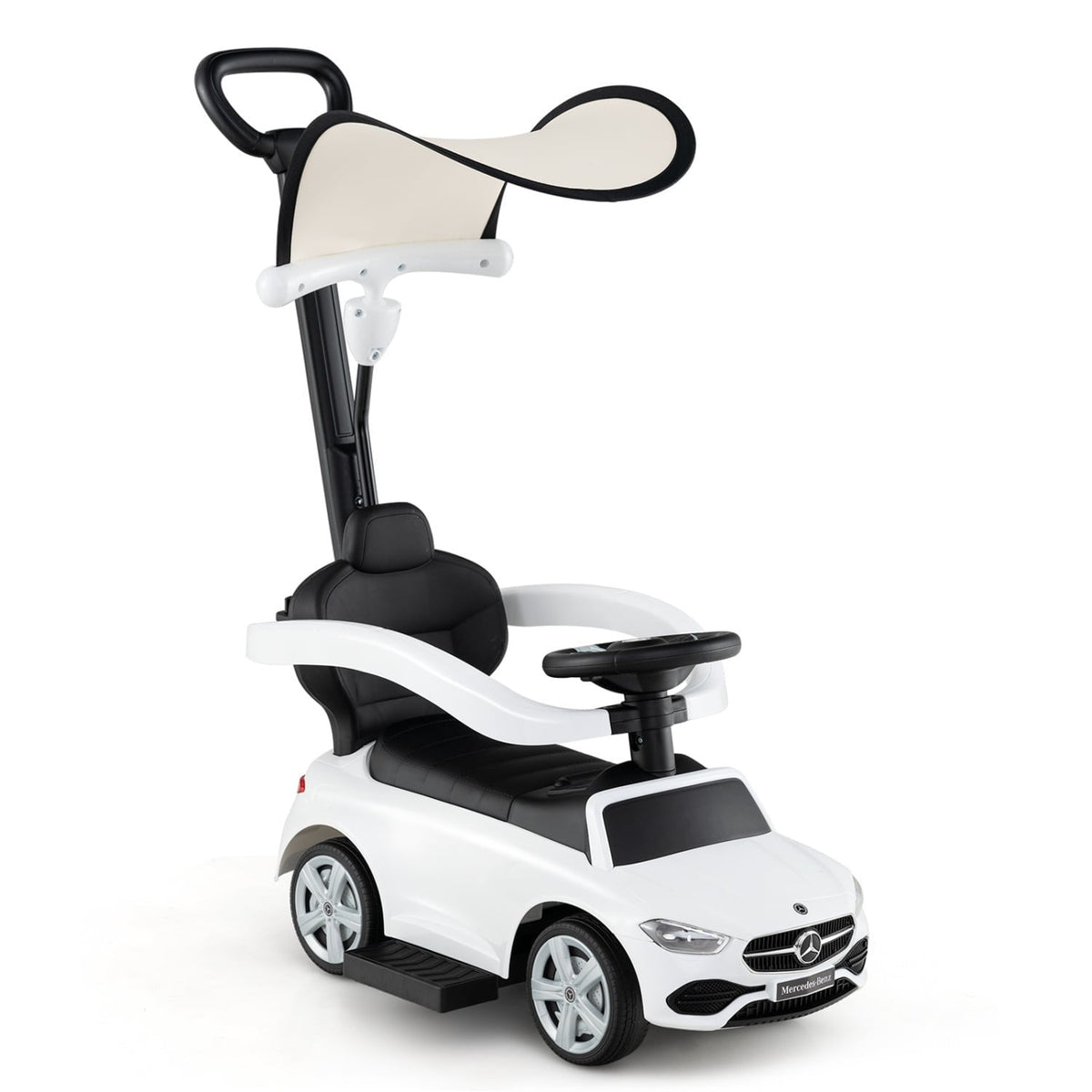 Voiturette poussée 3-en-1 Mercedes-Benz sous licence avec auvent - Blanche