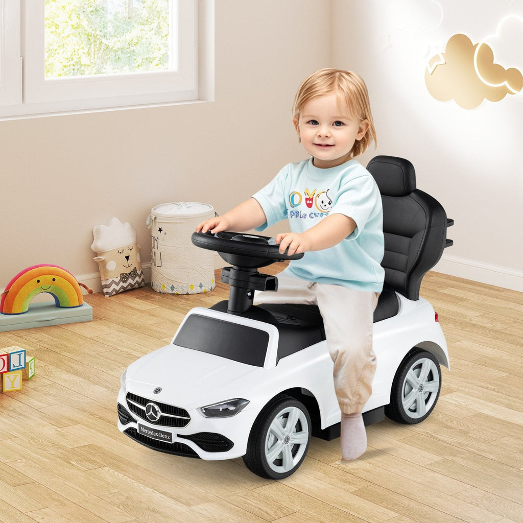 Voiturette poussée 3-en-1 Mercedes-Benz sous licence avec auvent - Blanche