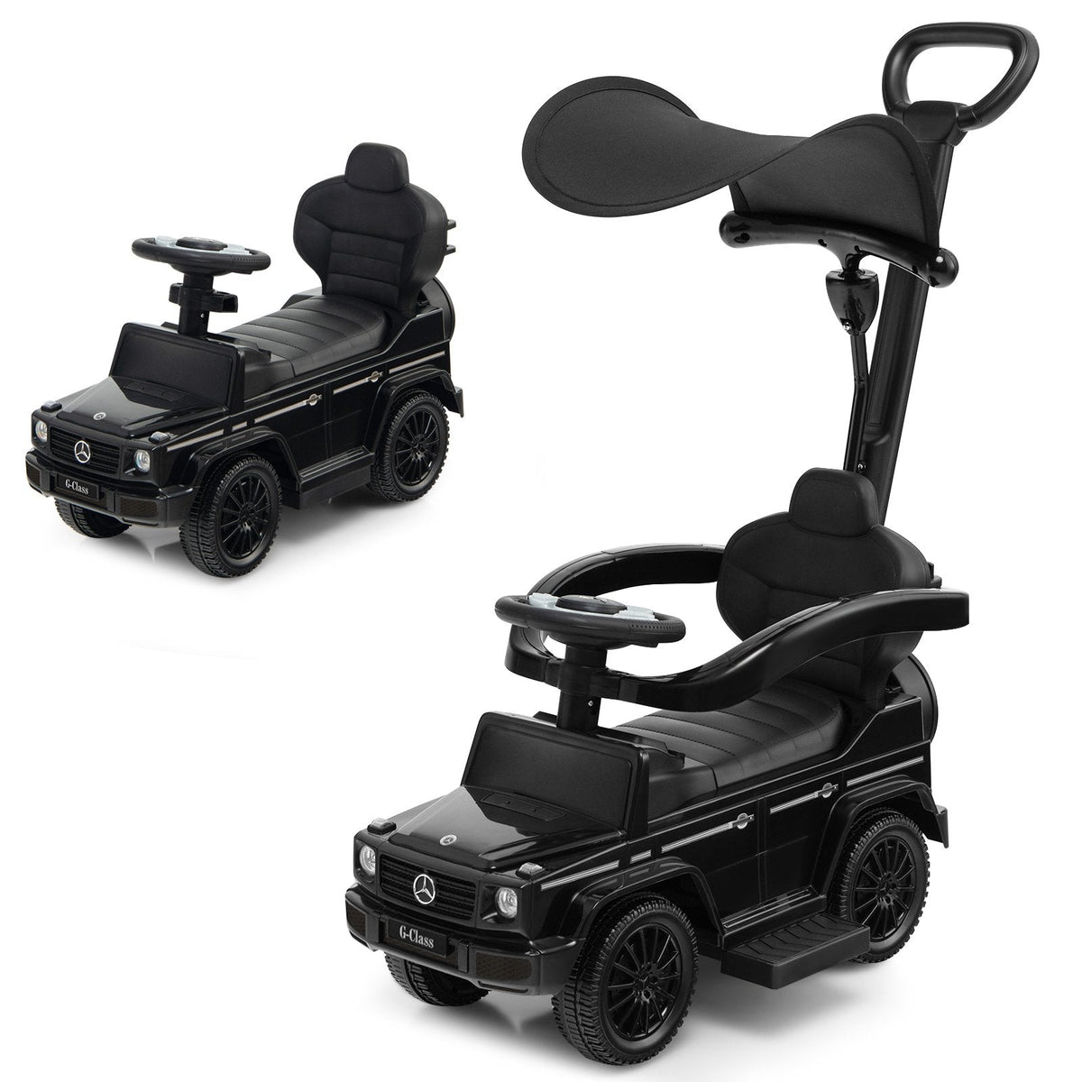 Voiture à pousser 3-en-1 Mercedes Benz G350 avec auvent, pour enfant - Noir