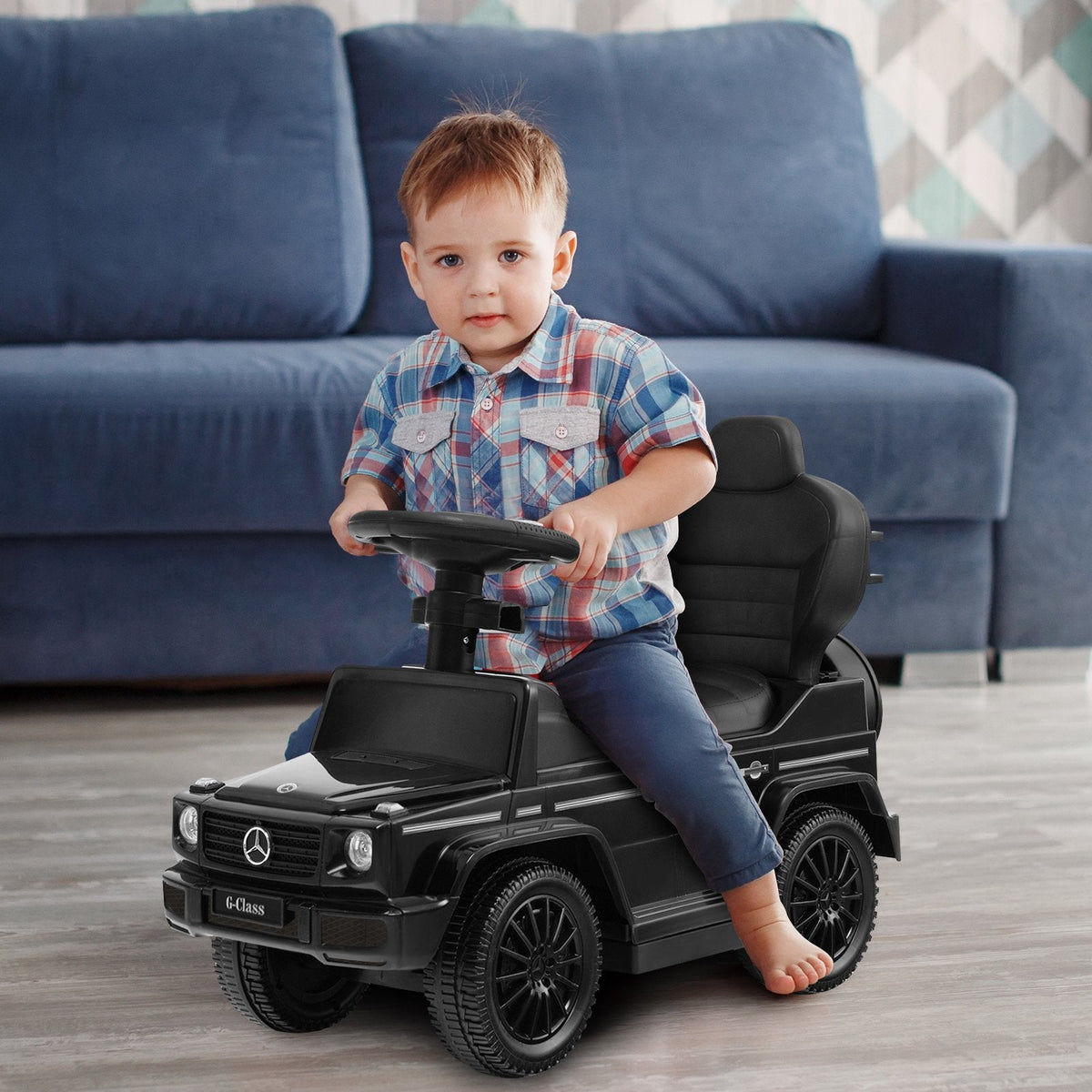 Voiture à pousser 3-en-1 Mercedes Benz G350 avec auvent, pour enfant - Noir