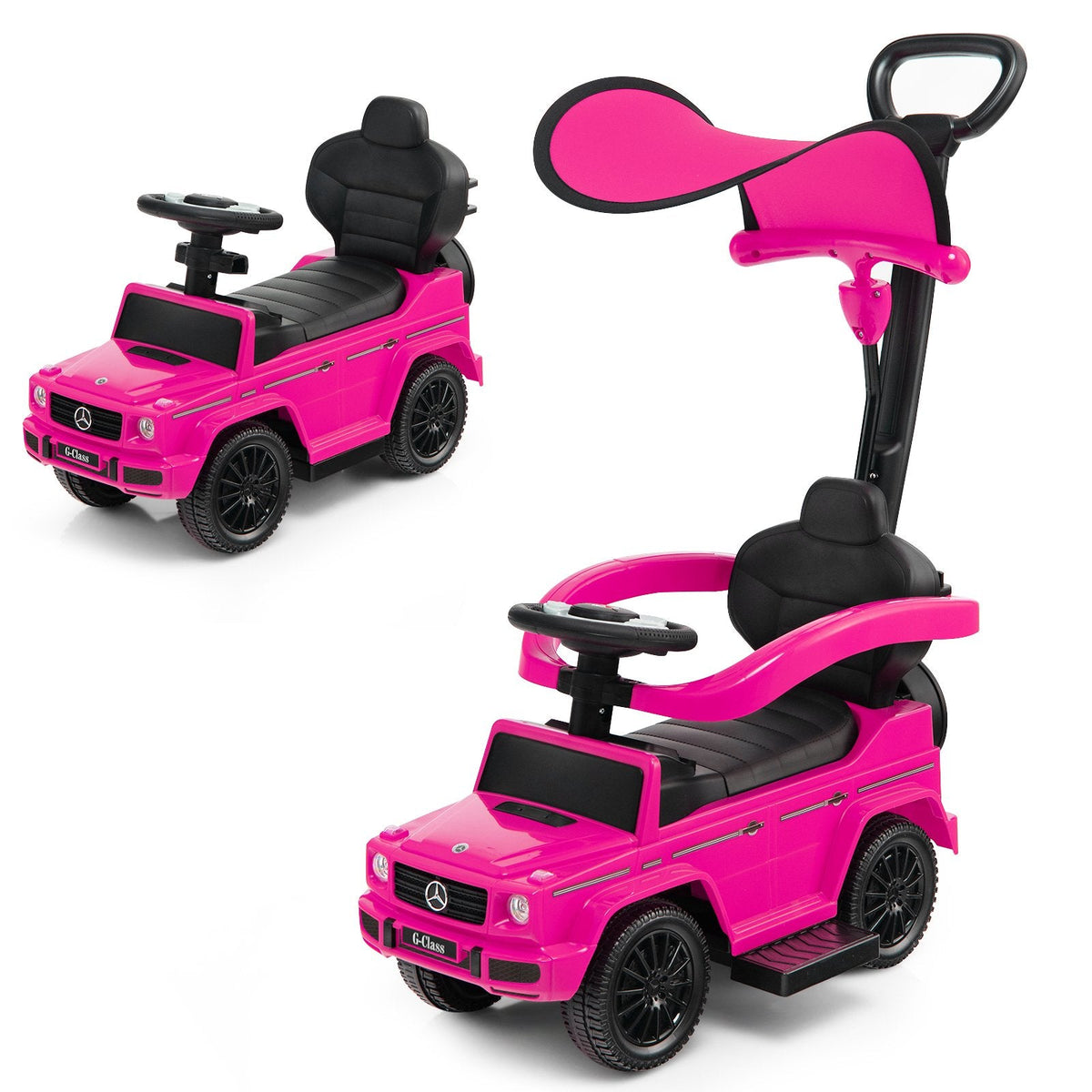 3-in-1 Rutschauto Mercedes Benz G350 Kinderwagen Schiebewagen mit Sonnendach - Pink