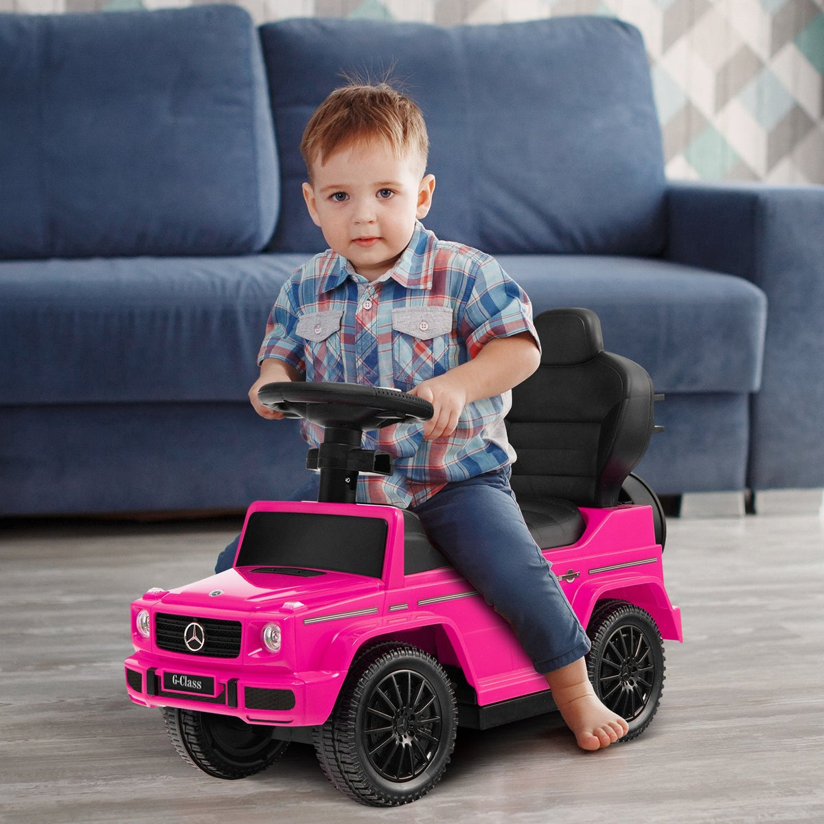 3-in-1 Rutschauto Mercedes Benz G350 Kinderwagen Schiebewagen mit Sonnendach - Pink