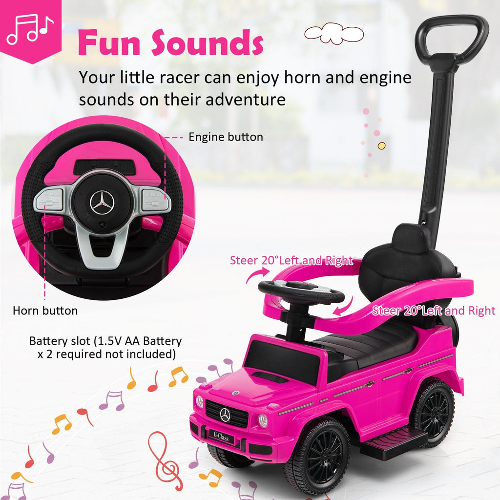 3-in-1 Rutschauto Mercedes Benz G350 Kinderwagen Schiebewagen mit Sonnendach - Pink