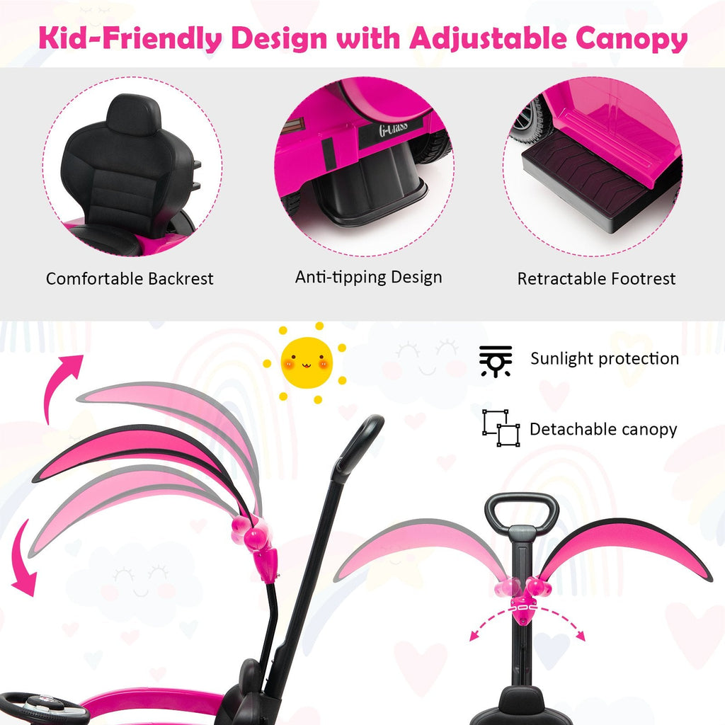 3-in-1 Rutschauto Mercedes Benz G350 Kinderwagen Schiebewagen mit Sonnendach - Pink