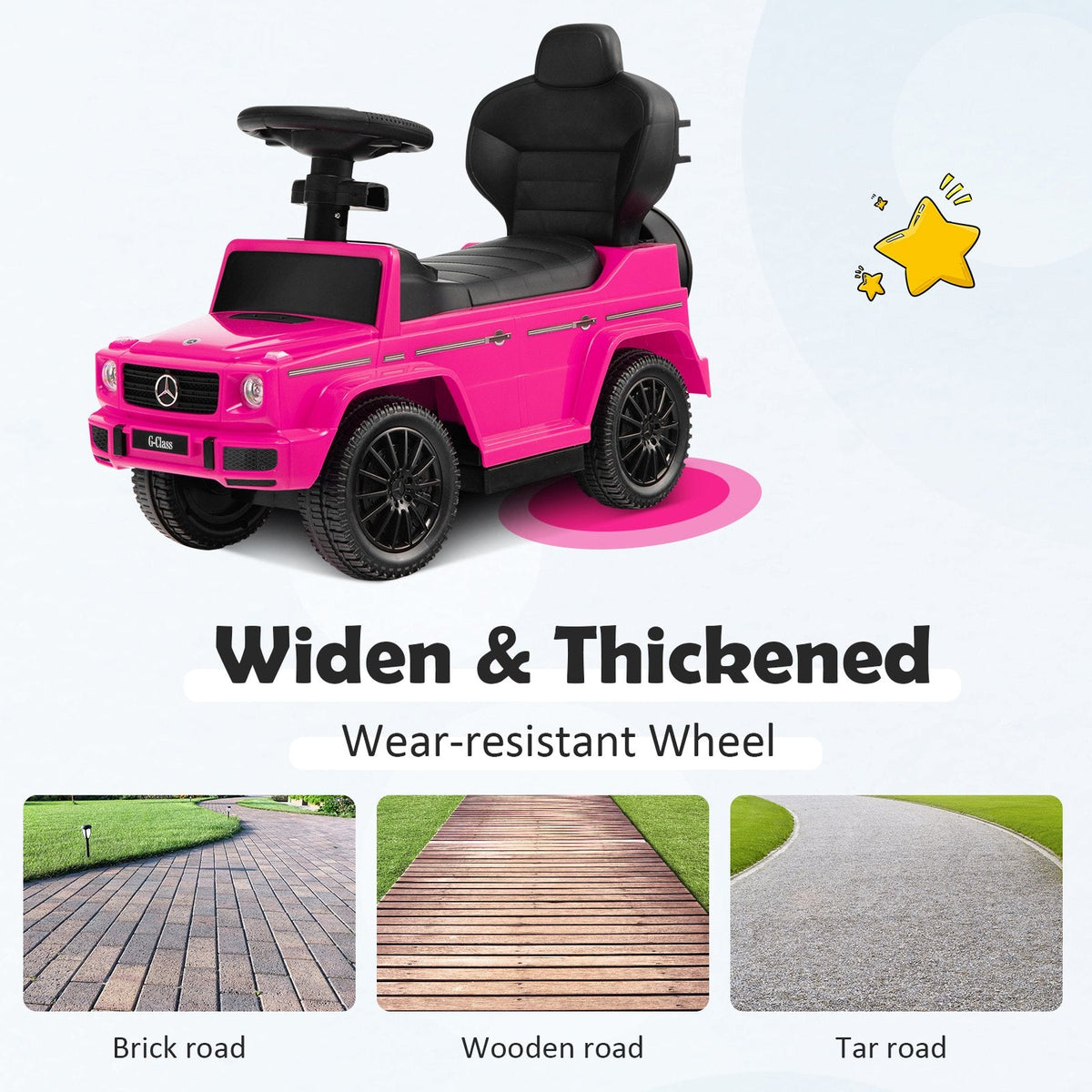 3-in-1 Rutschauto Mercedes Benz G350 Kinderwagen Schiebewagen mit Sonnendach - Pink
