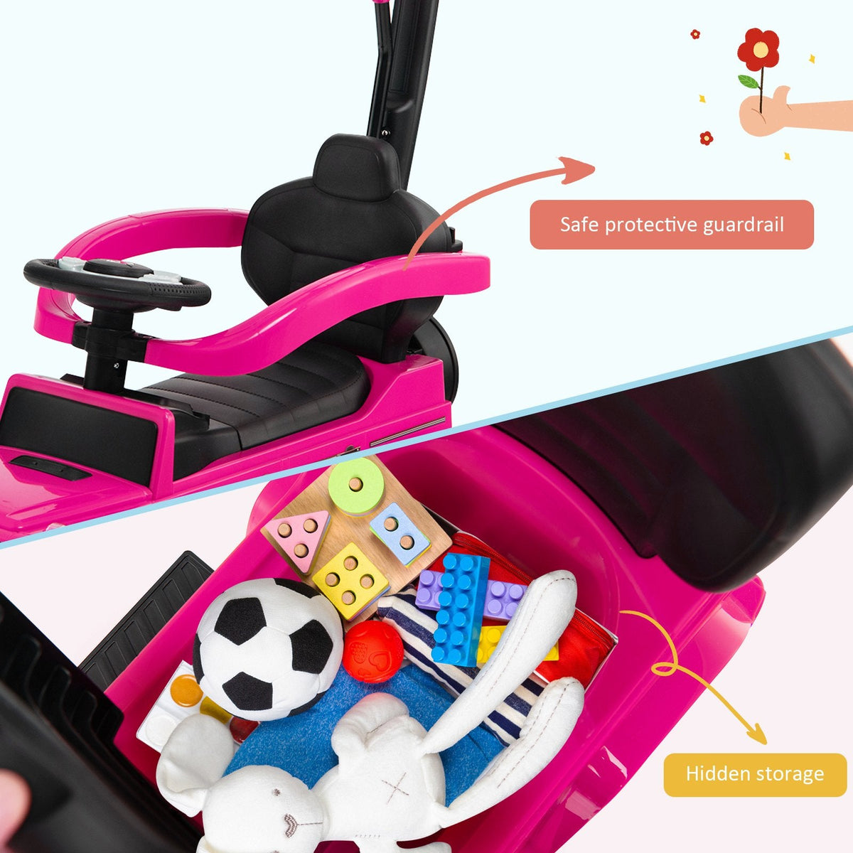 3-in-1 Rutschauto Mercedes Benz G350 Kinderwagen Schiebewagen mit Sonnendach - Pink
