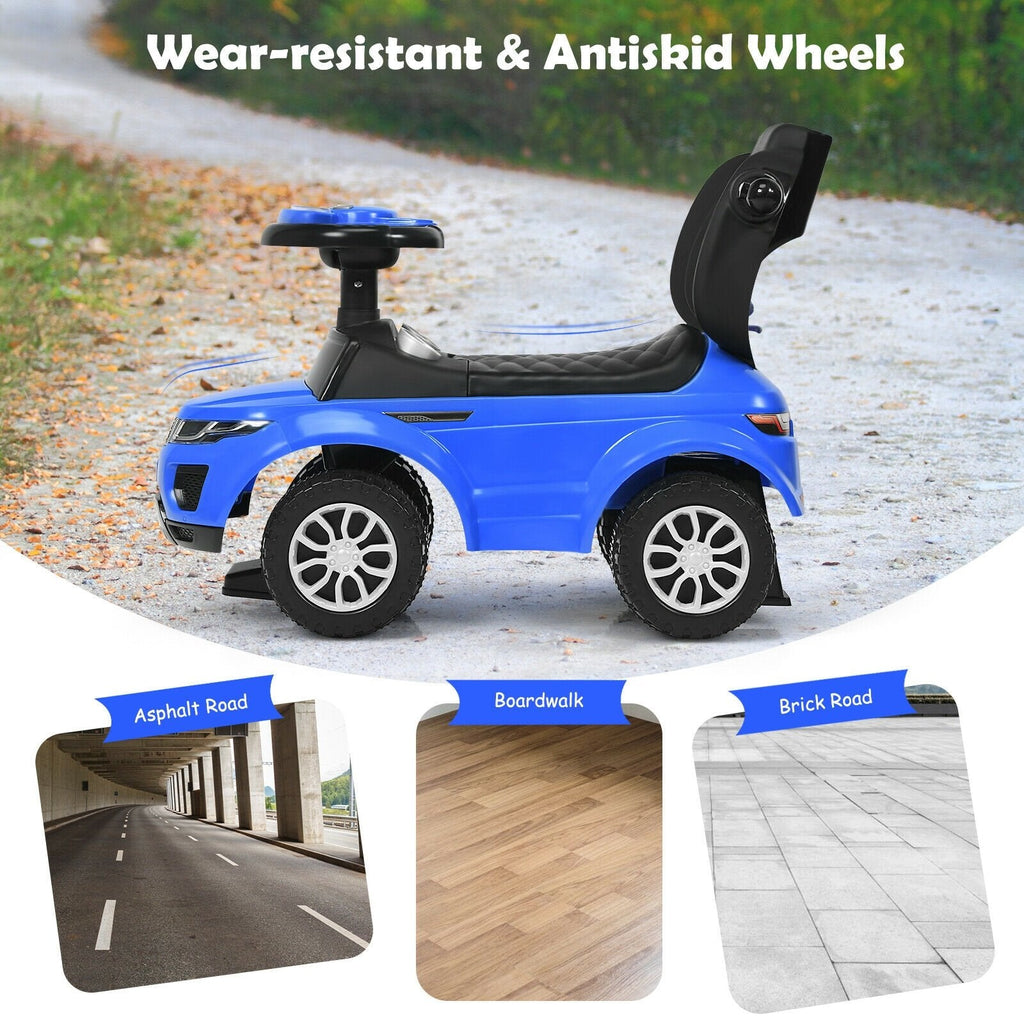 Voiture Porteur Poussée 3 en 1 avec Musique pour Tout-Petits - Bleu
