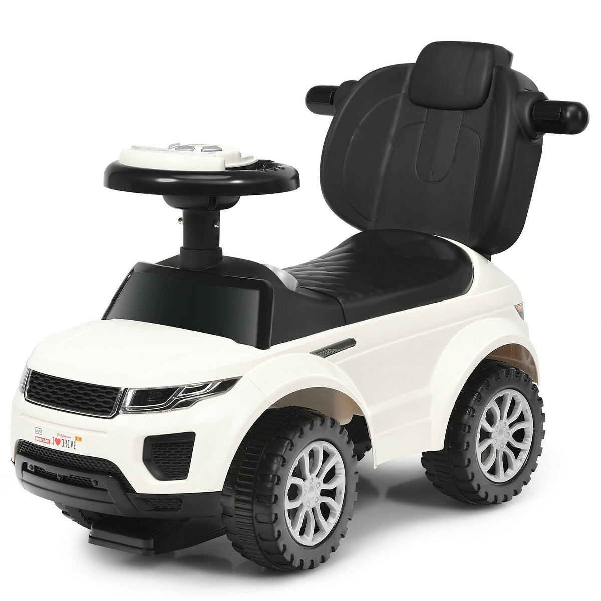 Voiture à pousser 3-en-1 pour enfant avec musique - Blanc