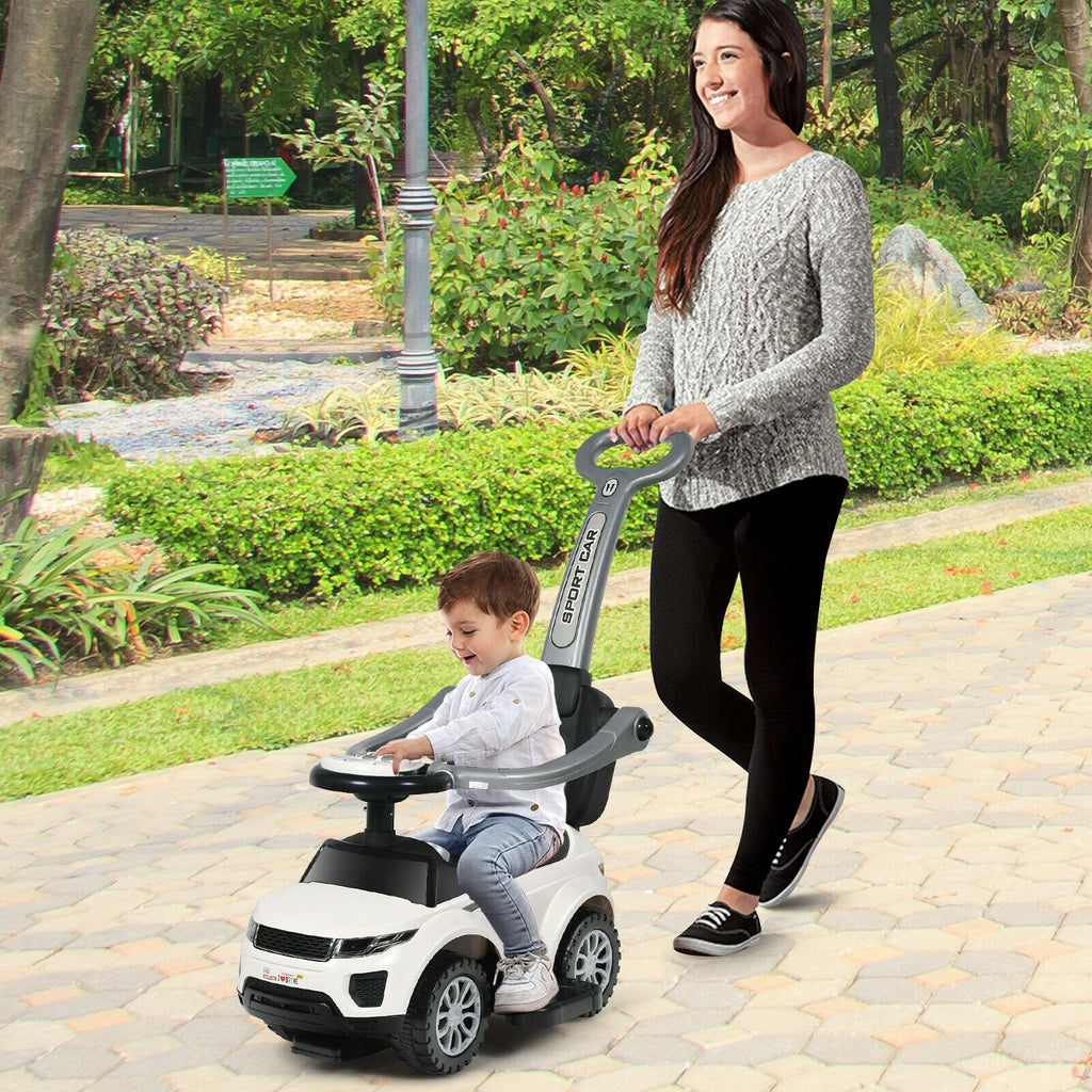Voiture à pousser 3-en-1 pour enfant avec musique - Blanc