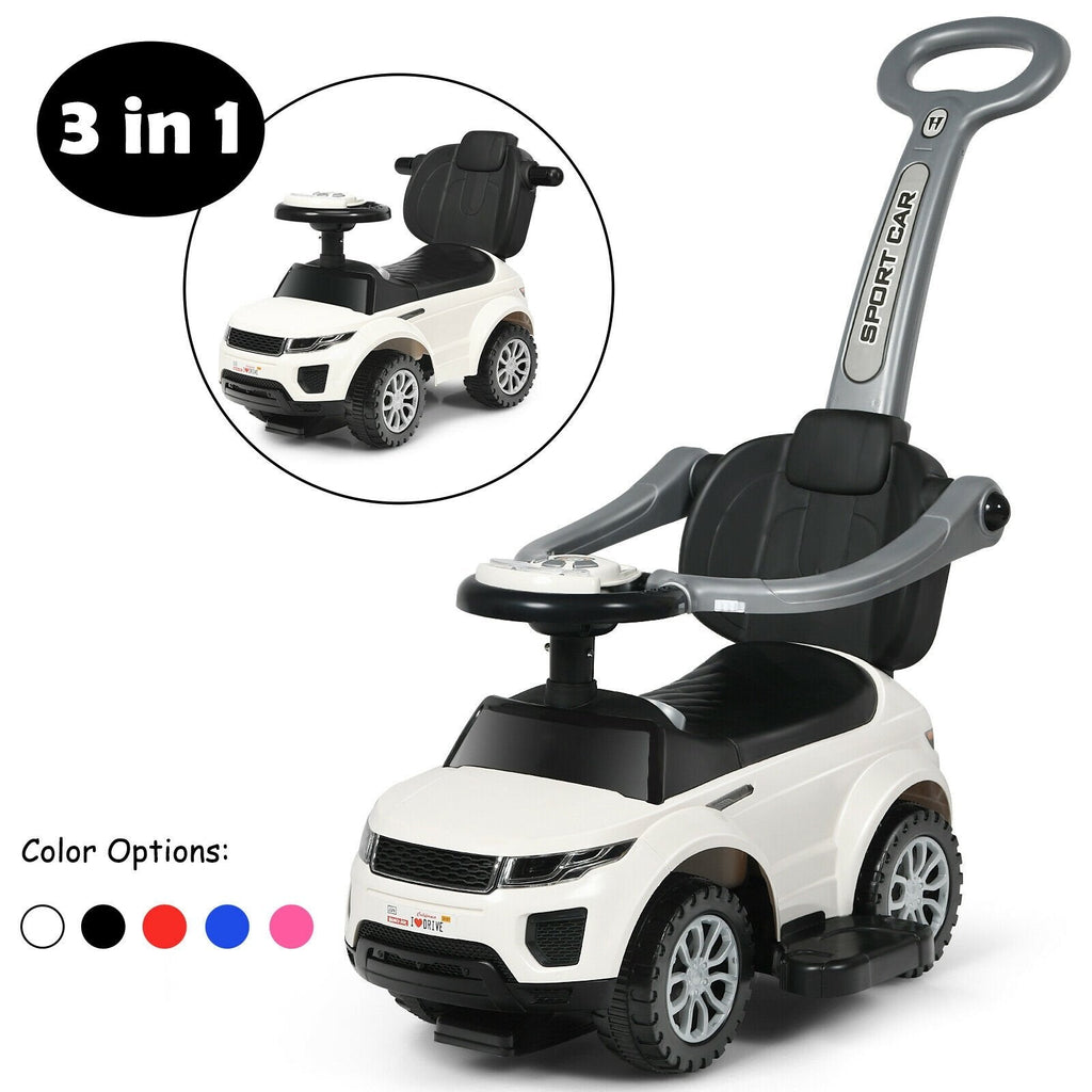 Voiture à pousser 3-en-1 pour enfant avec musique - Blanc