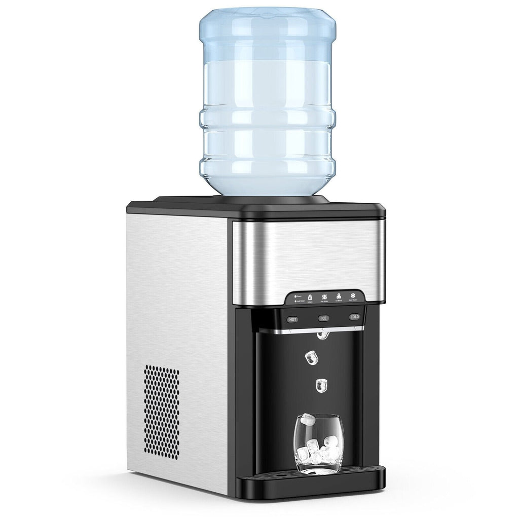 3-in-1 Wasserspender mit integriertem Eisbereiter und 3 Temperatureinstellungen – Silber