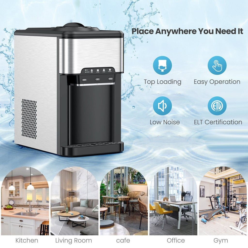 3-in-1 Wasserspender mit integriertem Eisbereiter und 3 Temperatureinstellungen – Silber