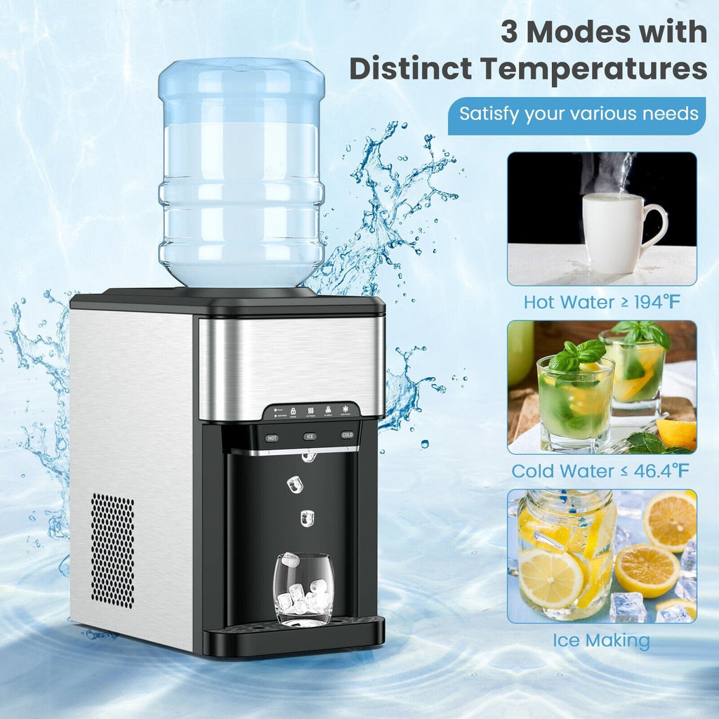 3-in-1 Wasserspender mit integriertem Eisbereiter und 3 Temperatureinstellungen – Silber