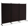 Divisor de ambientes plegable de 3 paneles con ruedas bloqueables - Marrón