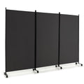 Biombo plegable de 3 paneles con ruedas con bloqueo - gris