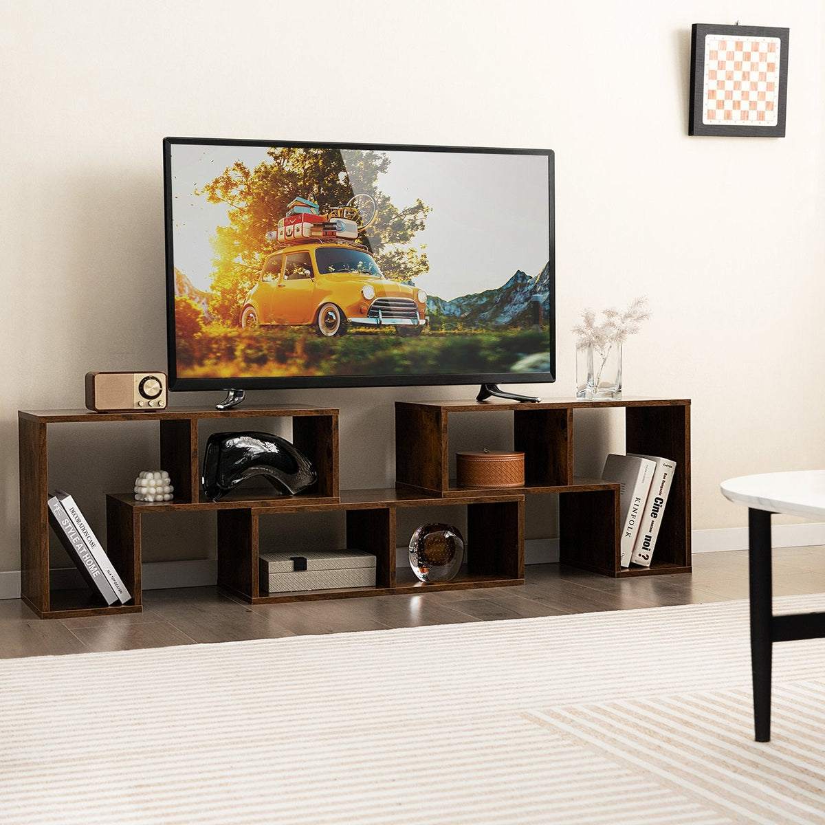 Mueble de TV de 3 piezas para televisores de hasta 65 pulgadas con estantes - Marrón