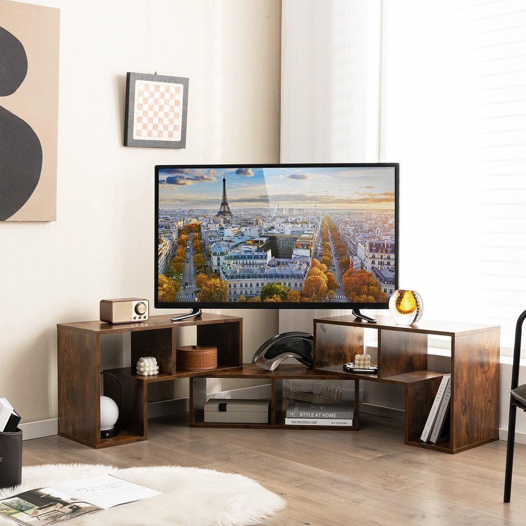 Mueble de TV de 3 piezas para televisores de hasta 65 pulgadas con estantes - Marrón