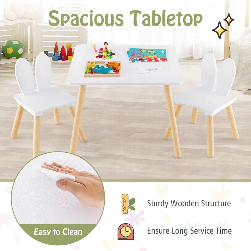 3-teiliges Kinder-Tisch- und Stuhl-Set für Basteln und Snackzeit – Weiß