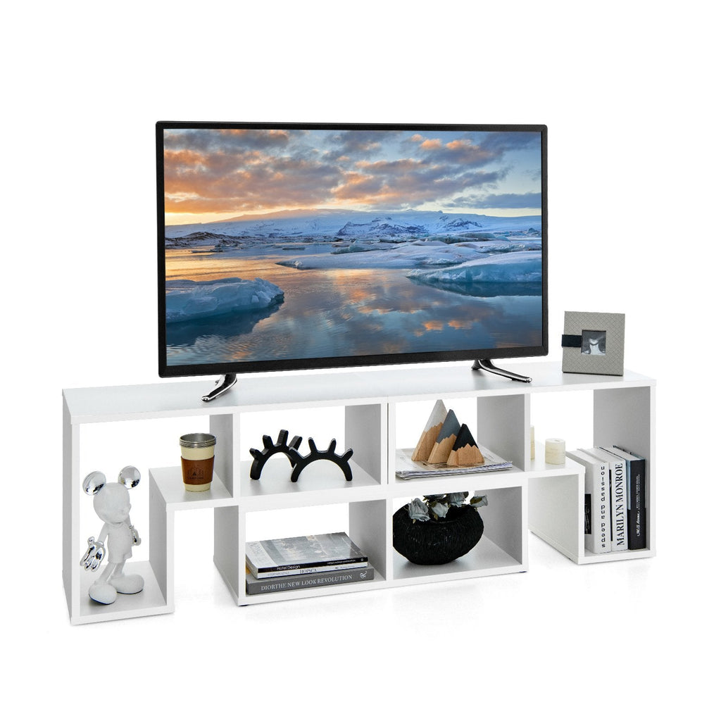 Mueble de TV de 3 piezas ajustable para televisores de hasta 65 pulgadas con estantes-Blanco