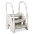 Taburete de 3 peldaños con agarraderas de seguridad y pedales antideslizantes para niños pequeños-Gris