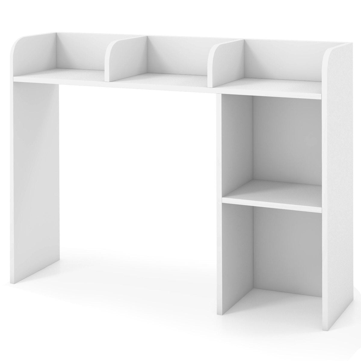 Estantería de escritorio y soporte para monitor con compartimento trasero abierto, blanco