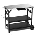 Chariot extérieur pliable à 3 niveaux sur 2 roues avec support de téléphone - Noir