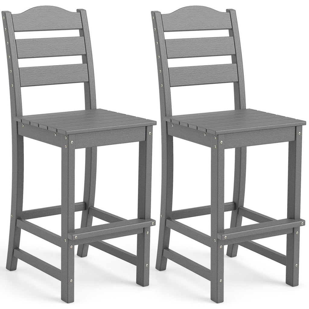 30 Zoll hoher HDPE-Barhocker mit Rücken- und Fußstütze – Grau