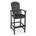 Taburete de bar para exteriores de HDPE con altura de mostrador de 30 pulgadas, reposabrazos y reposapiés - Negro