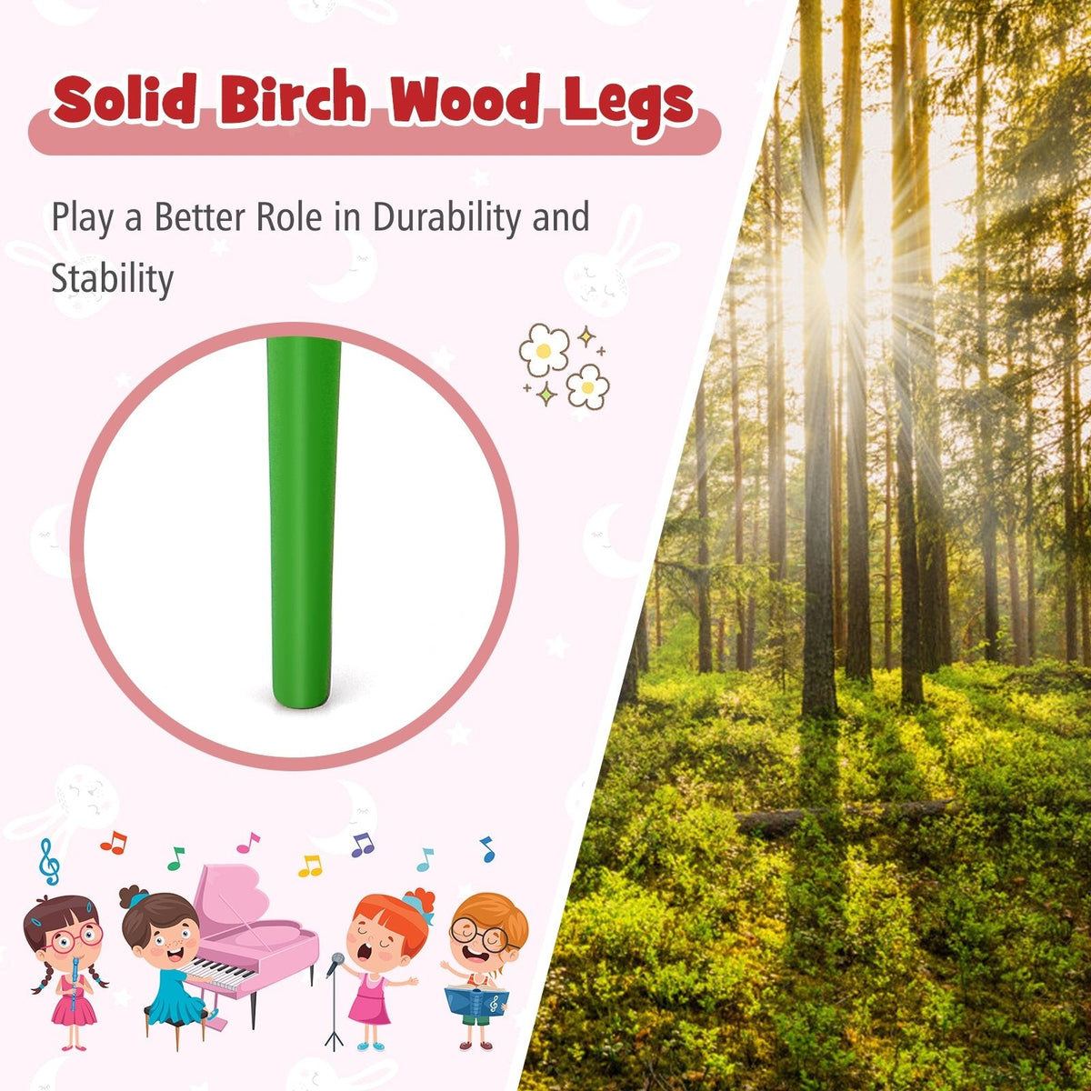 30-Tasten-Holz-Spielzeug-Flügel für Kinder mit Bank und Notenständer – mehrfarbig