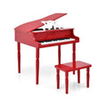 Piano de cola de juguete de madera de 30 teclas para niños con banco y atril - Rojo