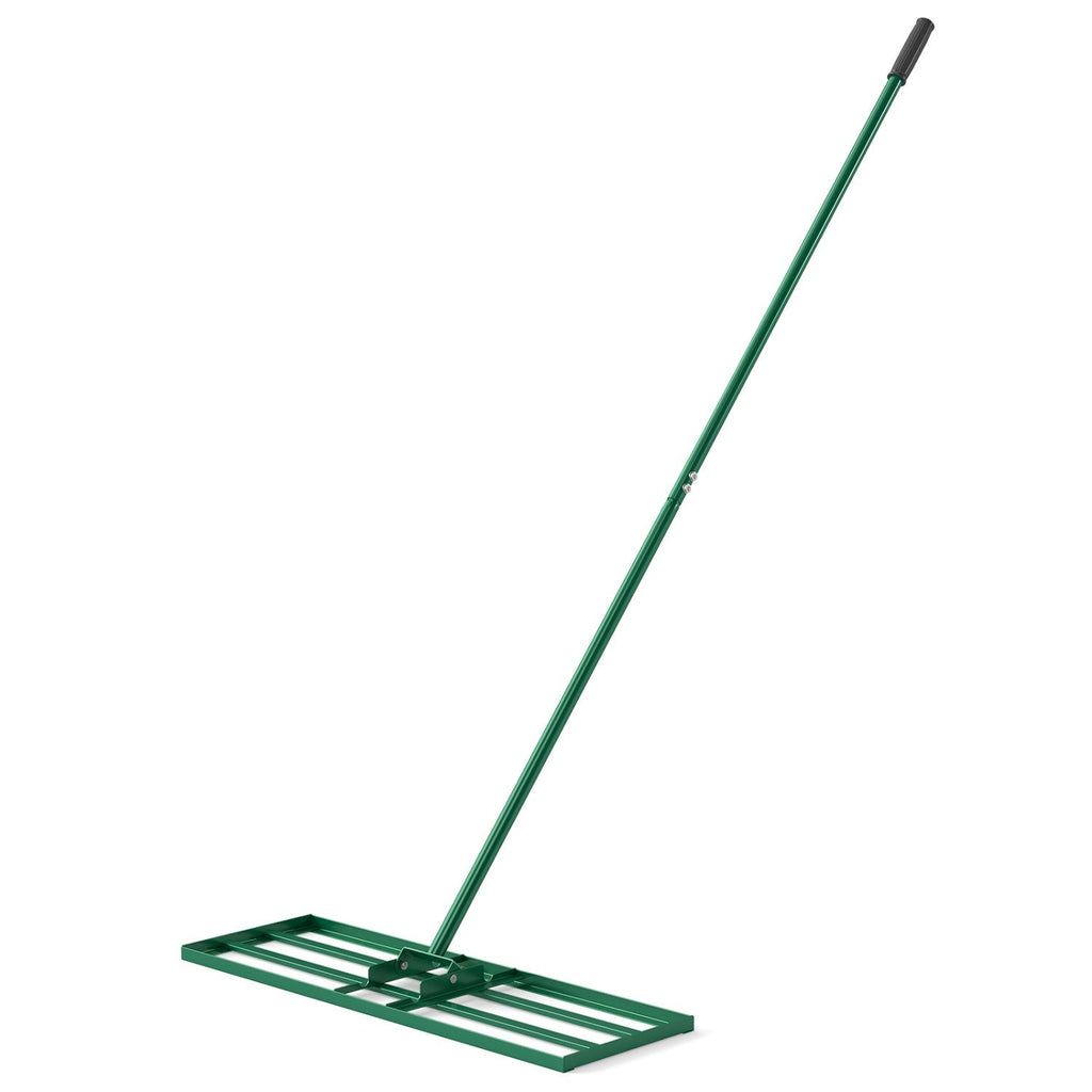 Râteau niveleur pour pelouse de 30 x 10 pouces avec manche ergonomique - Vert