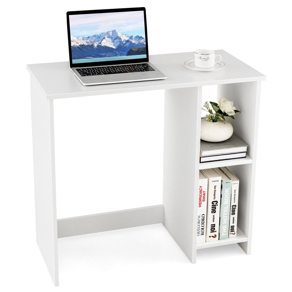 Bureau moderne de 31,5 pouces pour la maison avec 2 compartiments - Blanc