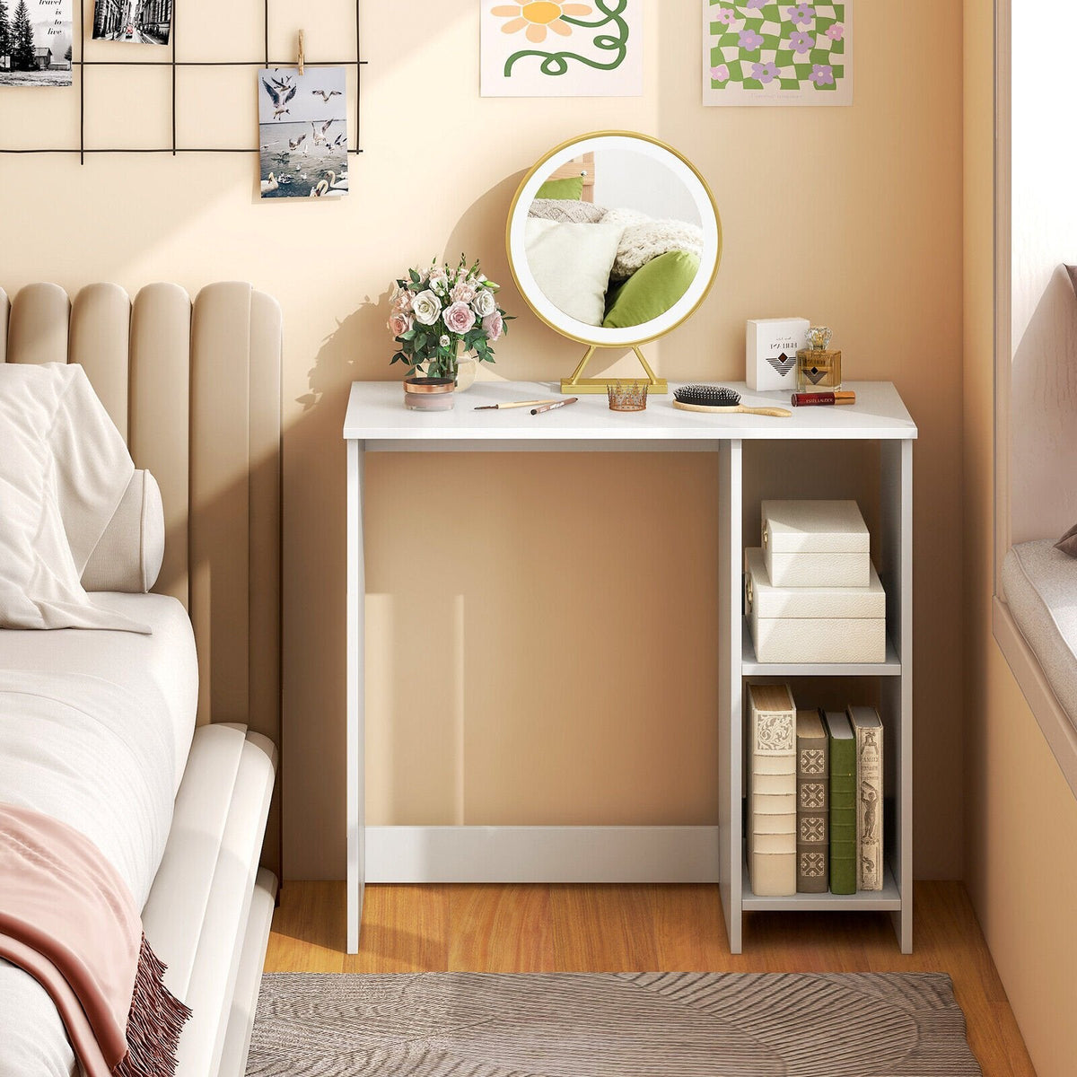 Bureau moderne de 31,5 pouces pour la maison avec 2 compartiments - Blanc