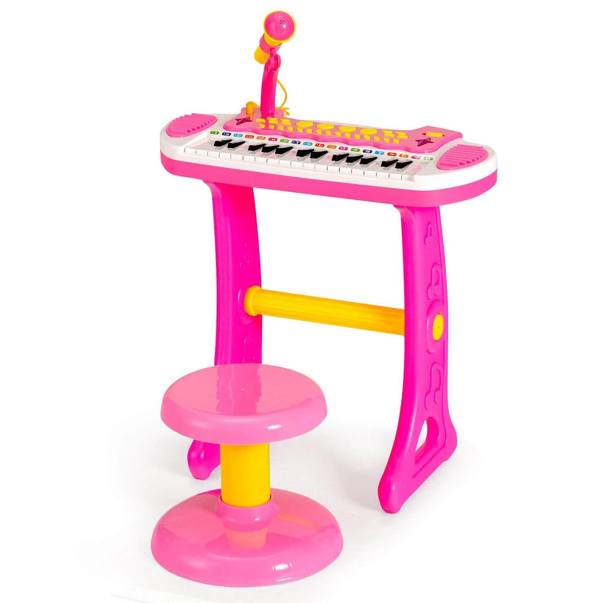31-Tasten-Kinder-Klavier-Spielzeug mit Mikrofon und verschiedenen Klängen für Kinder ab 3 Jahren – Rosa