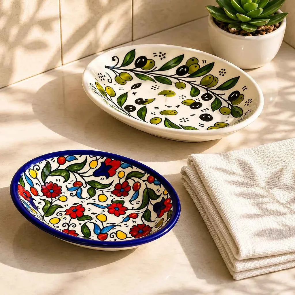 Handmade Ceramic Soap Dish – Draining Soap Holder Tray 4.5 × 5.5 in